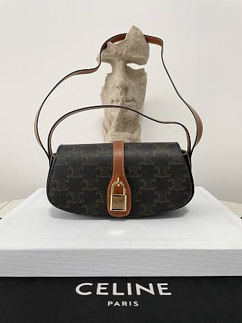 Okify Celine Clutch On Strap Tabou In Triomphe Canvas And Calfskin Tan