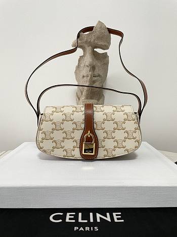 Okify Celine Clutch On Strap Tabou In Triomphe Canvas And Calfskin White