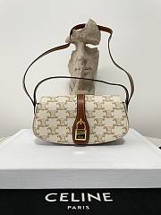 Okify Celine Clutch On Strap Tabou In Triomphe Canvas And Calfskin White - 4