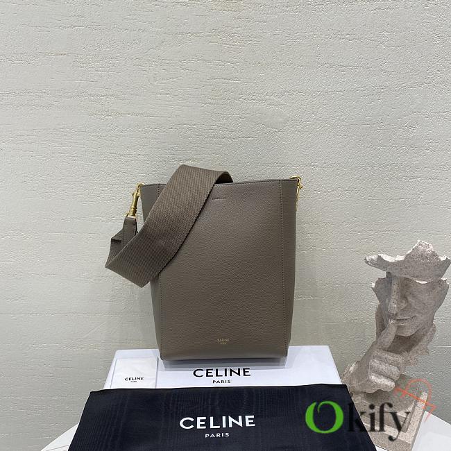Okify Celine Sangle Small Bucket Bag In Soft Grained Calfskin Elephant - 1