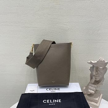 Okify Celine Sangle Small Bucket Bag In Soft Grained Calfskin Elephant