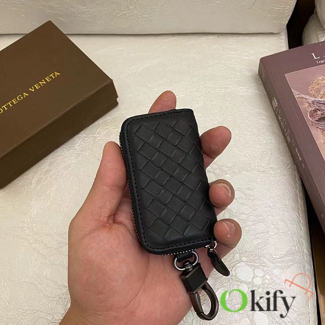 Okify Bottega Veneta Key Bag in Black Leather BV194 - 1