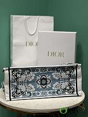 Okify Large Dior Book Tote Denim Blue Multicolor Butterfly Bandana Embroidery - 4