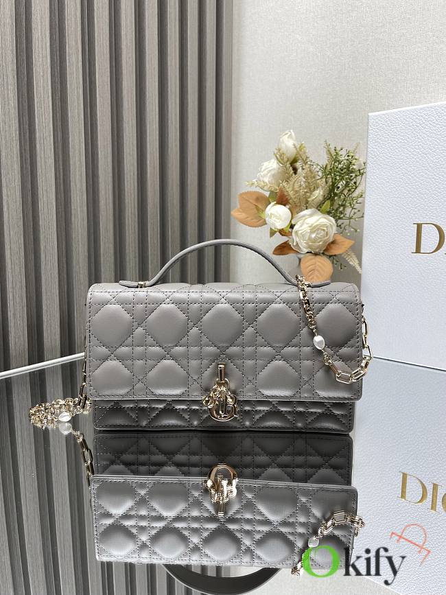 Okify Miss Dior Mini Bag Gray Cannage Lambskin - 1