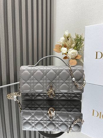 Okify Miss Dior Mini Bag Gray Cannage Lambskin