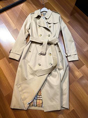 Okify Burberry Kensington Heritage Belted Long Trench Coat In Beige