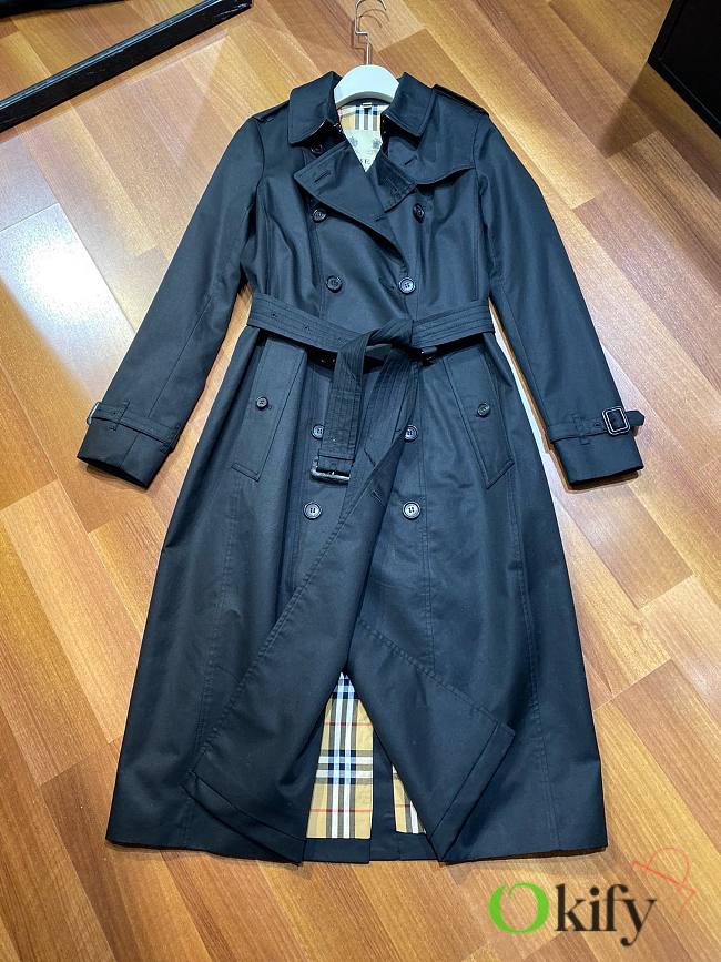 Okify Burberry Kensington Heritage Belted Long Trench Coat In Black - 1