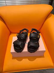 Okify Miu Miu Sporty Matelassé Nappa Leather Sandals Black - 1