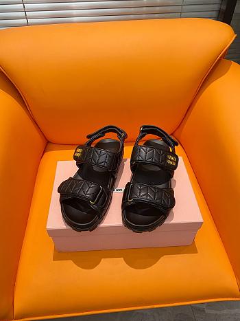 Okify Miu Miu Sporty Matelassé Nappa Leather Sandals Black
