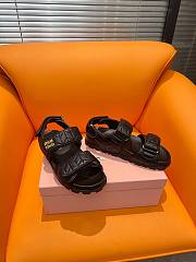 Okify Miu Miu Sporty Matelassé Nappa Leather Sandals Black - 5