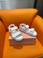 Okify Miu Miu Sporty Matelassé Nappa Leather Sandals White - 6