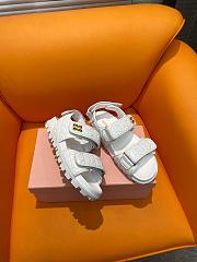 Okify Miu Miu Sporty Matelassé Nappa Leather Sandals White - 5