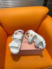 Okify Miu Miu Sporty Matelassé Nappa Leather Sandals White - 3