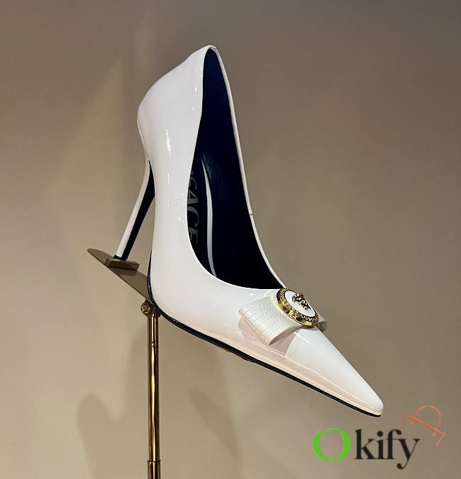 Okify Versace Gianni Ribbon High Pumps White - 1