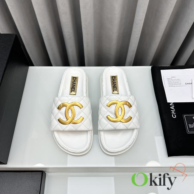 Okify Okify Chanel Slides White 14803 - 1