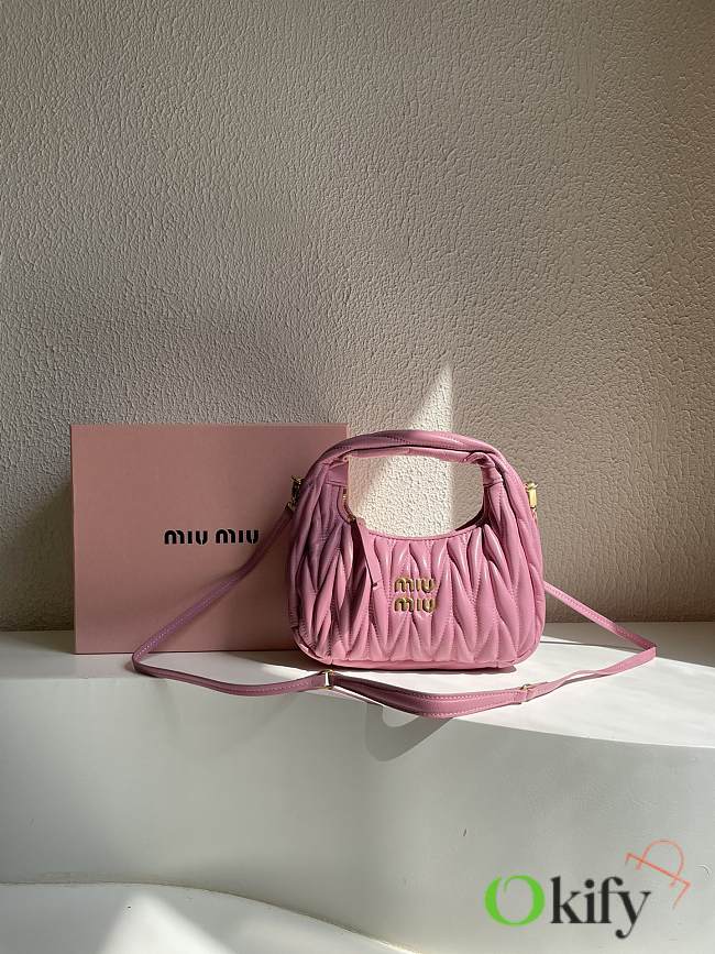 Okify Miu Miu Pink Wander Matelassé Nappa Leather Hobo Bag - 1