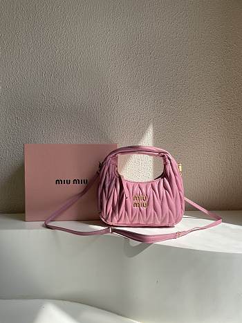 Okify Miu Miu Pink Wander Matelassé Nappa Leather Hobo Bag