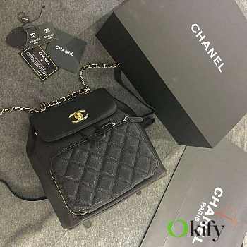 Okify CC Black Grained Calfskin Business Affinity Backpack Gold Hardware