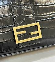Okify Fendi Baguette Black Crocodile Leather Bag - 6