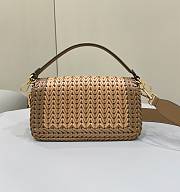 Okify Fendi Baguette Sand And Brown Interlaced Leather Bag - 4