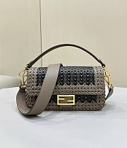 Okify Fendi Baguette Black And Gray Interlaced Leather Bag - 2