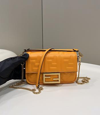 Okify Fendi Baguette Mini Orange Leather Bag