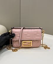 Okify Fendi Baguette Mini Light Pink Leather Bag - 1