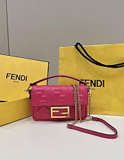 Okify Fendi Baguette Mini Pink Leather Bag - 3