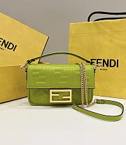 Okify Fendi Baguette Mini Neon Green Leather Bag - 1