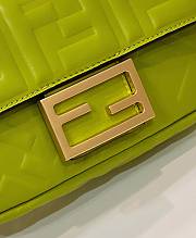 Okify Fendi Baguette Mini Neon Green Leather Bag - 3