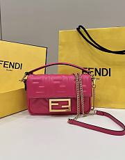 Okify Fendi Baguette Mini Pink Leather Bag - 1
