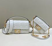 Okify Fendi Baguette Mini White Leather Bag - 3