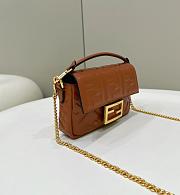 Okify Fendi Baguette Mini Brown Leather Bag - 5