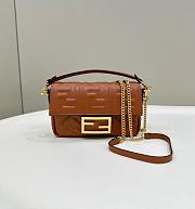 Okify Fendi Baguette Mini Brown Leather Bag - 4