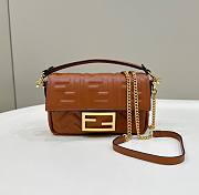 Okify Fendi Baguette Mini Brown Leather Bag - 1