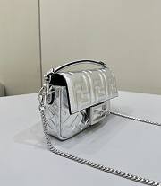 Okify Fendi Baguette Mini Silver Leather Bag - 5