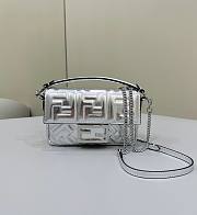 Okify Fendi Baguette Mini Silver Leather Bag - 4