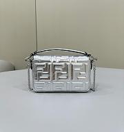 Okify Fendi Baguette Mini Silver Leather Bag - 3