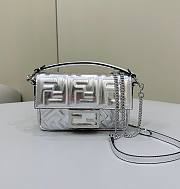 Okify Fendi Baguette Mini Silver Leather Bag - 1