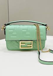 Okify Fendi Baguette Mini Green Leather Bag - 1