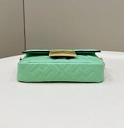 Okify Fendi Baguette Mini Green Leather Bag - 2