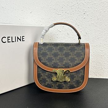 Okify Celine Besace Clea In Triomphe Canvas And Calfskin Tan