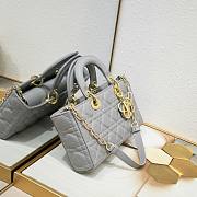 Okify Dior Medium Lady D-Joy Bag Gray Cannage Lambskin - 5