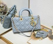 Okify Dior Medium Lady D-Joy Bag Blue Cannage Lambskin - 1