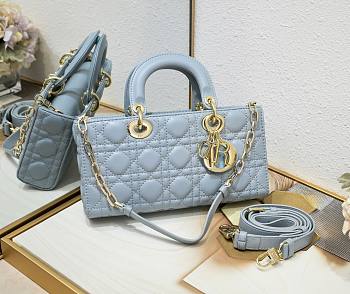 Okify Dior Medium Lady D-Joy Bag Blue Cannage Lambskin