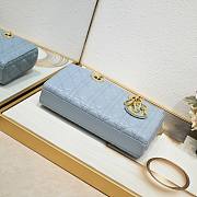 Okify Dior Medium Lady D-Joy Bag Blue Cannage Lambskin - 6