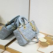 Okify Dior Medium Lady D-Joy Bag Blue Cannage Lambskin - 3