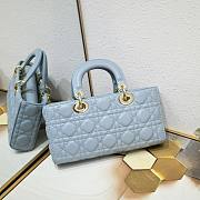 Okify Dior Medium Lady D-Joy Bag Blue Cannage Lambskin - 2