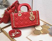 Okify Dior Medium Lady D-Joy Bag Red Cannage Lambskin - 1