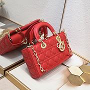 Okify Dior Medium Lady D-Joy Bag Red Cannage Lambskin - 4